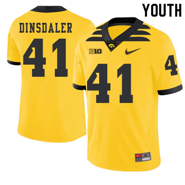 2019 Youth #41 Colton Dinsdaler Iowa Hawkeyes College Football Alternate Jerseys Sale-Gold - Click Image to Close